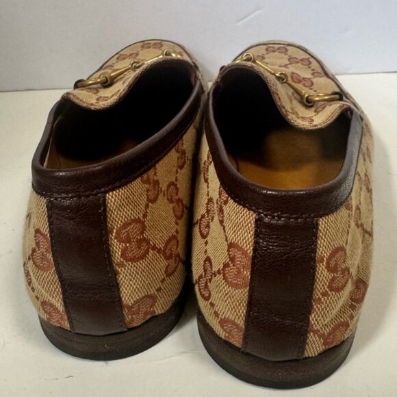 Gucci Jordaan GG Supreme Horsebit Canvas Leather Shoe Loafers Flats Shoes SlipOn - Picture 7 of 16